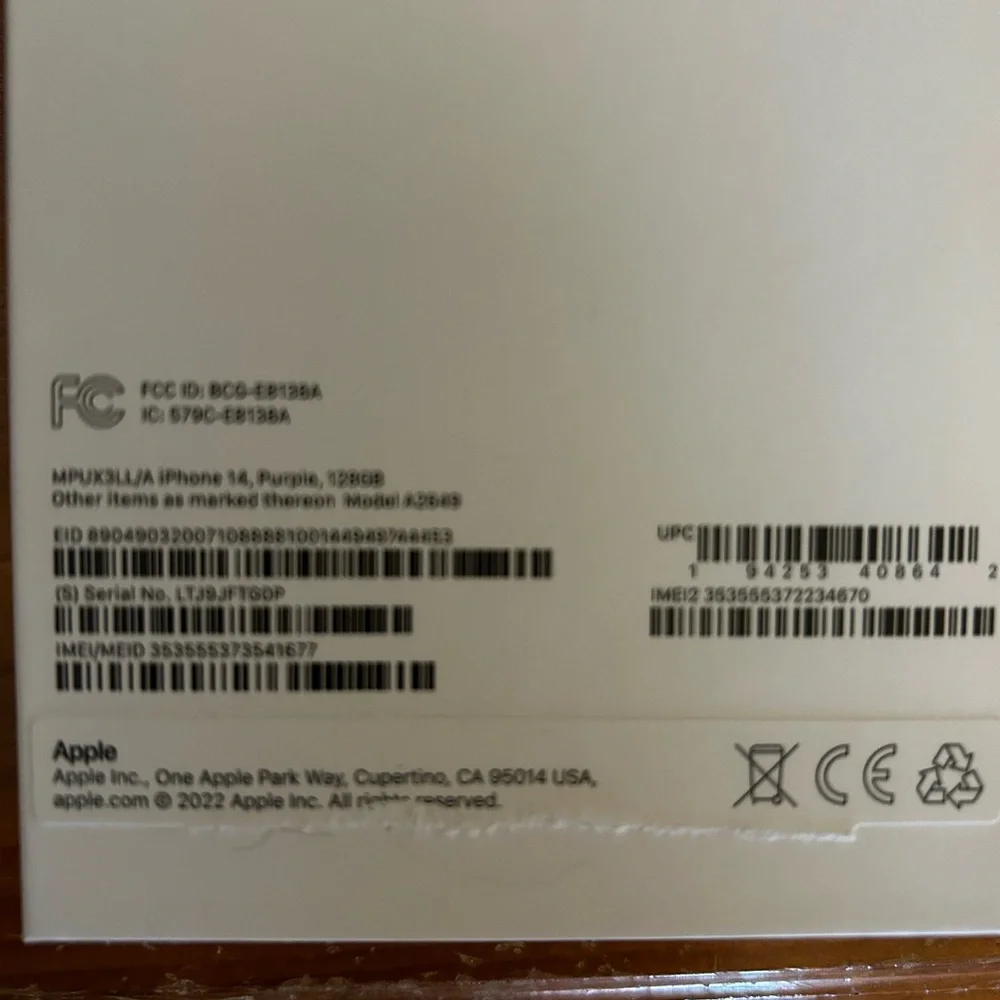 EMPTY IPhone 14 box
